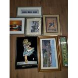 7 FRAMED ITEMS INC SIGNED OIL PAINTING ETC