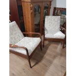 A PAIR OF VINTAGE SCANDINAVIAN DESIGN ARM CHAIRS