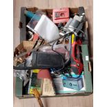 2 BOXES OF TOOLS INCLUDES MINICRAFT VARIABLE SPEED TRANSFORMER AND POWER TOOLS ETC