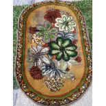 VINTAGE HOMEMADE FLORAL PATTERNED RUG