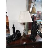 3 TABLE LAMPS INC GLASS AND MOTORBIKE THEME