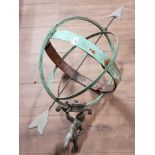 METAL FIGURED ARMILLARY SPHERE SUNDIAL