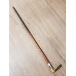 HORN HANDLED WALKING CANE WITH SILVER HALLMARKED COLLAR