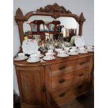 MID TO LATE 19TH CENTURY CREDENZA WITH CARVED MIRROR BACK