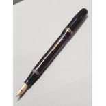 VERY CLEAN MABIE TODD SWAN SELF FILLER FOUNTAIN PEN WITH 14CT GOLD NIB AND YELLOW METAL TRIM