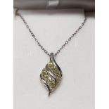 SILVER AND LEMON CZ PENDANT ON CHAIN GROSS WEIGHT 3G