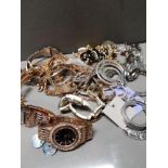 BOX OF COSTUME JEWELLERY INCLUDES WATCHES AND NECKLACES ETC