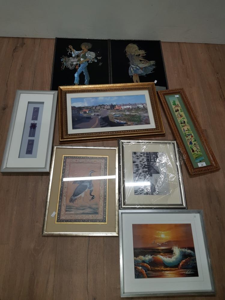 8 ASSORTED FRAMED ITEMS INC SIGNED OIL PAINTING ETC