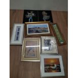 8 ASSORTED FRAMED ITEMS INC SIGNED OIL PAINTING ETC