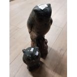 2 OWL GARDEN ORNAMENTS