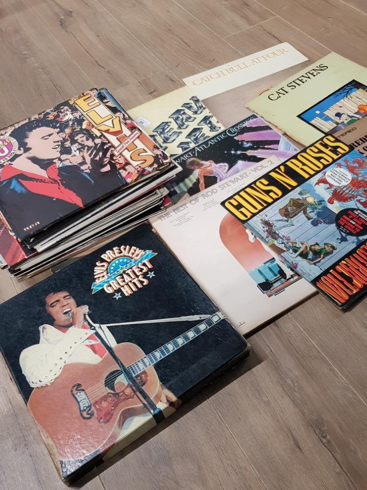 BUNDLE OF LP RECORDS INCLUDES ELVIS GREATEST HITS AND ROD STEWART ETC