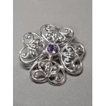 SILVER AMETHYST BROOCH GROSS WEIGHT 5G