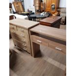 MODERN 2 OVER 4 DRAWER CHEST TOGETHER WITH 2 DRAWER HALL TABLE