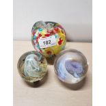 MURANO MILLEFIORI APPLE PAPERWEIGHT PLUS 2 OTHERS SELKIRK AND KERRY GLASS