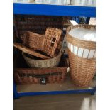 A LOT OF ASSORTED WICKER BASKETS ETC