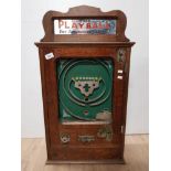 VINTAGE OAK CASED AMUSEMENT ARCADE GAME THE PLAY BALL FOR AMUSEMENT ONLY
