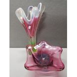 MURANO GLASS VASE AND GLASS BOWL