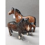 3 BESWICK HORSES LARGE 1 HAS A BROKEN LEG