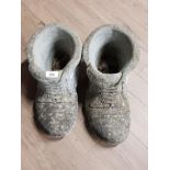 PAIR OF STONE GARDEN ORNAMENTS BOOTS