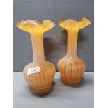 PAIR OF MURANO VASES WITH ONION SHAPED FLUTED RIMS