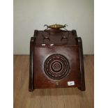 MAHOGANY COAL SCUTTLE WITH BRASS HANDLE