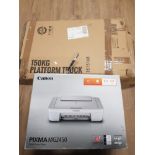 150KG PLATFORM TRUCK STILL BOXED TOGETHER WITH A CANON PIXMA MG2450 PRINTER