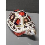 ROYAL CROWN DERBY PAPERWEIGHT TORTOISE WITH SILVER STOPPER