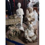 4 GARDEN ORNAMENTS INC WELCOME SIGN AND BUDDHA