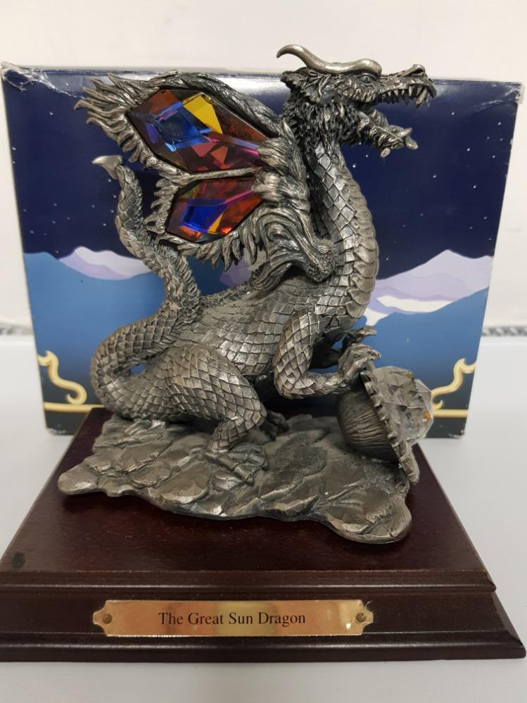 MYTH AND MAGIC ORNAMENT THE GREAT SUN DRAGON ON STAND WITH ORIGINAL BOX