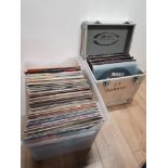 A HARD CASE CONTAINING LP RECORDS AND A BOX ALSO CONTAINING LP RECORDS
