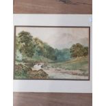 JOHN WILSON HEPPLE 1886 1939 WOODLAND STREAM WATERCOLOUR 23 POINT 5 X 33 CM SIGNED AND DATED