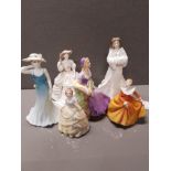 2 ROYAL DOULTON LADY FIGURES FRAGRANCE AND CHRISTMAS DAY PLUS 4 COALPORT LADY FIGURES