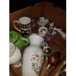 A BOX OF ASSORTED WARE INC CAITHNESS PERFUME BOTTLE ETC