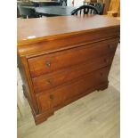 MAHOGANY VENEERED 3 DRAWER LOW CHEST WITH SECRET DRAWER