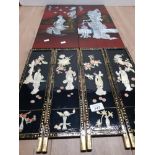 ORIENTAL MOTHER OF PEARL TABLE SCREEN TOGETHER WITH 2 PANELS