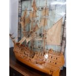 WOODEN HAND MADE TALL SHIP