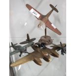 5 MODEL PLANES BRASS AND METAL