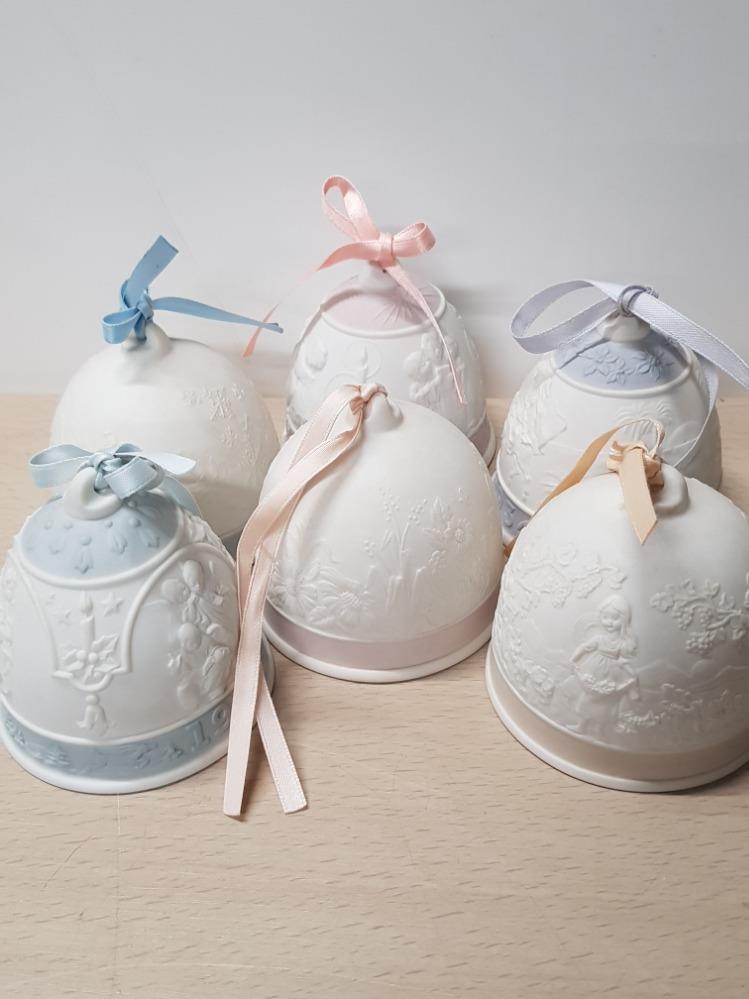 6 LLADRO BELLS INCLUDING 2 CHRISTMAS THEMED 1994 AND 1996