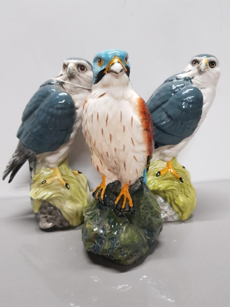 3 ROYAL DOULTON BIRDS OF PREY ORNAMENTS KESTREL AND 2 MERLIN