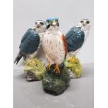 3 ROYAL DOULTON BIRDS OF PREY ORNAMENTS KESTREL AND 2 MERLIN