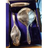 HALLMARKED SILVER DRESSING TABLE SET IN CASE