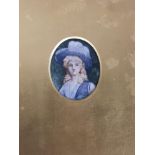 PORTRAIT MINATURE OF LADY WITH PLUMED HAT MARKED TO REVERSE