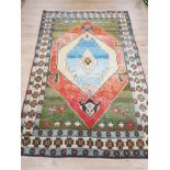 LARGE MULTI COLOURED RUG IN A AZTEC DESIGN 255 X 165CM