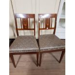 A PAIR OF INLAID MAHOGANY UPHOLSTERED BEDROOM CHAIRS