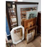 A LOT CONTAINING MIRRORS AND OTHER FRAMED OBJECTS