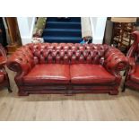 RED LEATHER 2 SEATER CHESTERFIELD SETTEE