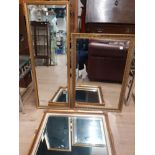 3 GILT FRAMES BEVELLED EDGED MIRRORS