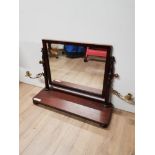 VICTORIAN MAHOGANY DRESSING TABLE MIRROR ON BASE WITH BRASS SCONCES