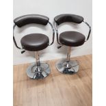 A PAIR OF MODERN STOOLS WITH CHROME BASES