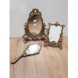 3 BRASS ITEMS INC 2 VANITY MIRRORS WITH BRASS PICTURE FRAME